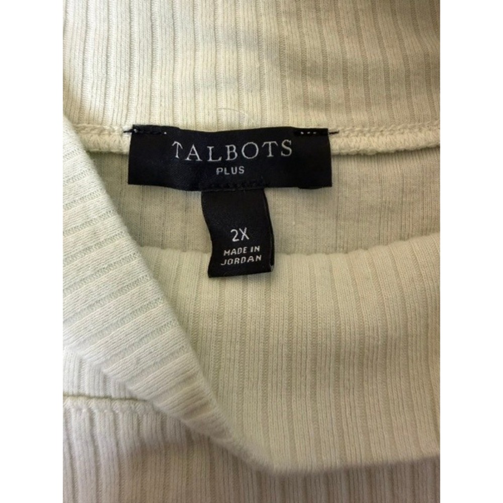 Talbots Plus Ivory Ribbed Mock Neck Long Sleeve Top Womens 2X Cream 0312 - Picture 3 of 3